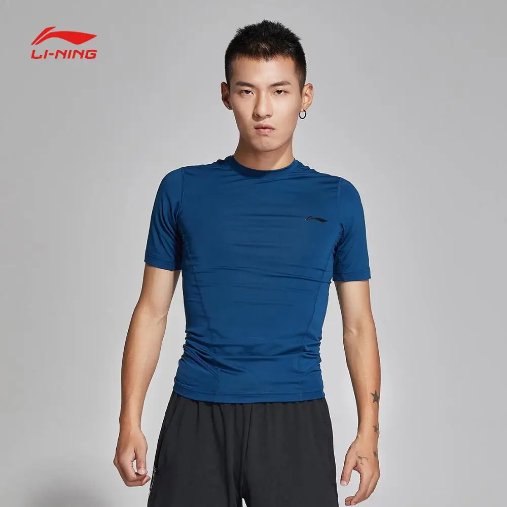 Li-Ning мужская тренировочная серия обтягивающее функциональное нижнее белье дышащая плотная посадка полиэстер спандекс подкладка Спортивная футболка AUDN095 MTS2862