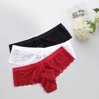 

Women Lingerie Breathable Briefs Low Waist G-String Transparent Sexy Lace Panties Female Underwear Thong Floral Lace Fashion New