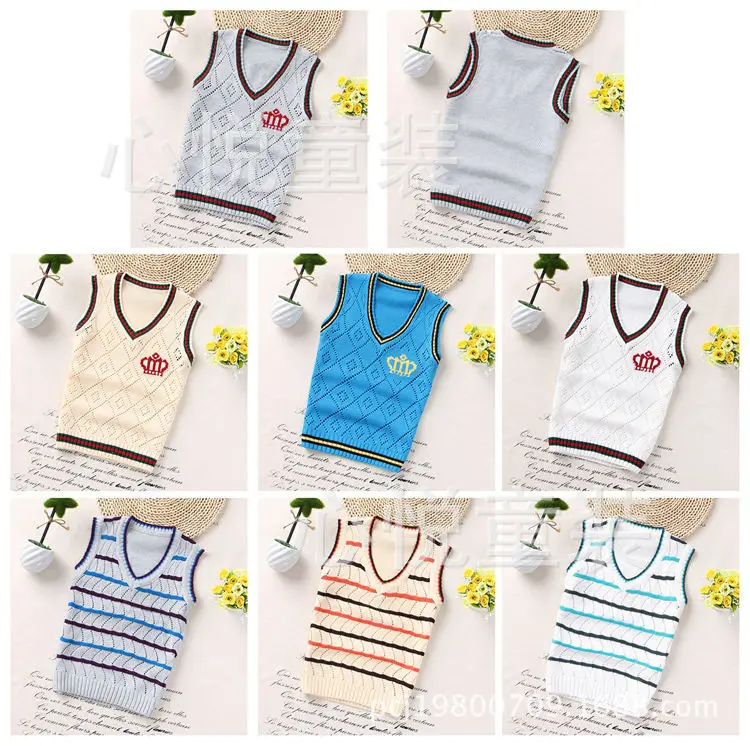 

New Spring Autumn Boys' V-collar Sweaters Boys Vest Multi-colored Boys Sweaters