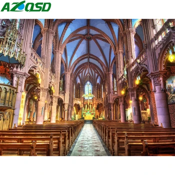 

AZQSD Adult Paint By Numbers Church DIY Unframe Decor For Home Coloring By Numbers Landscape Drawing On Canvas Unique Gift