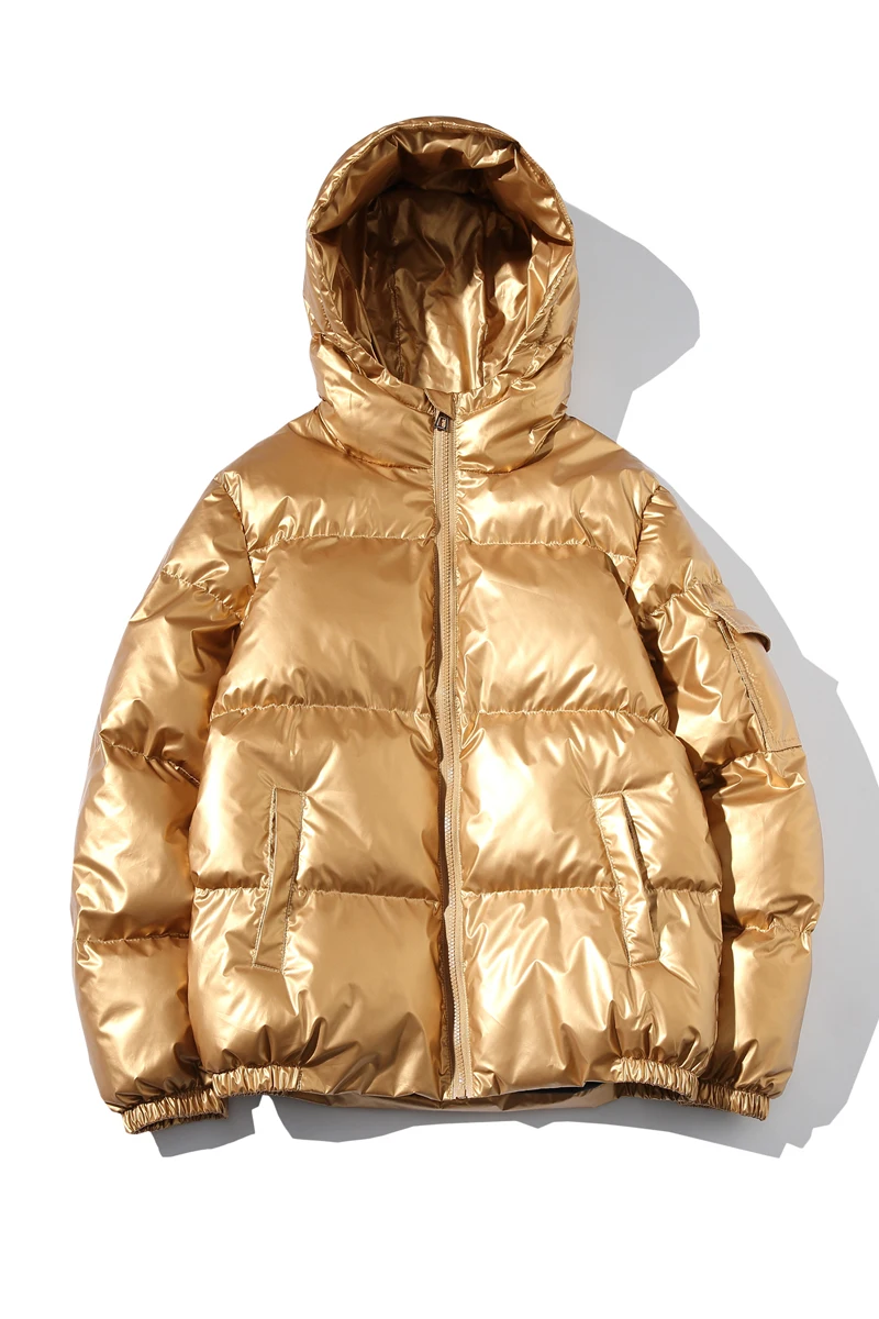 Mens Bright winter Parkas men's hooded cotton-padded clothes plus size warm winter coats