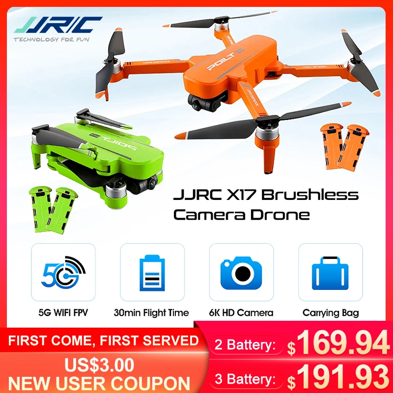 US $145.53 Jjrc X17 Gps Fpv 6k Esc Hd Camera 5g Wifi Brushless 2Axis Gimbal Optical Flow Positioning Foldable Rc Drone Quadcopter Rtf