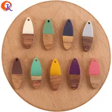 Design cordial 100 pces 10*28mm faça você mesmo/feito à mão/encantos/forma oval/madeira natural & resina/brinco descobertas/jóias acessórios