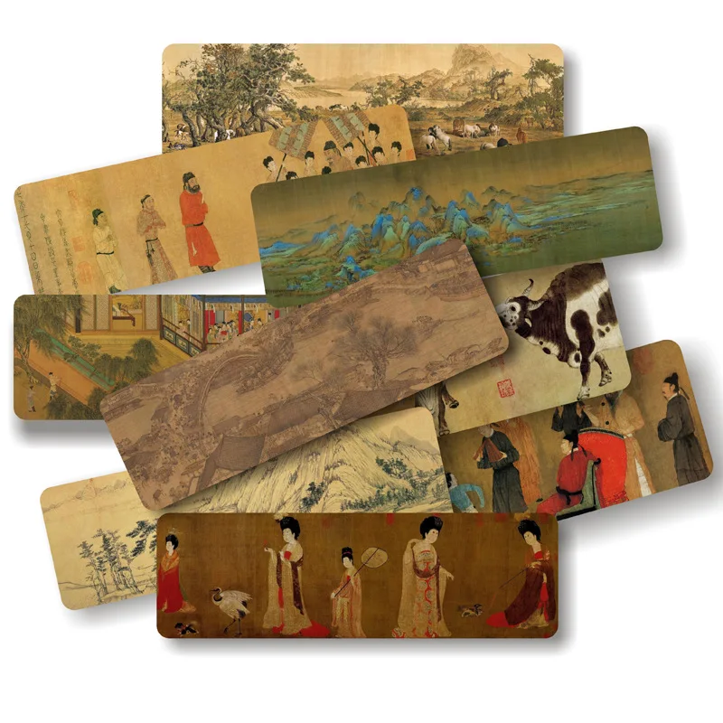10 Pcs/Set Chinese Famous Paintings Paper Bookmarks Ancient Style Book Holder Message Card Gift Stationery
