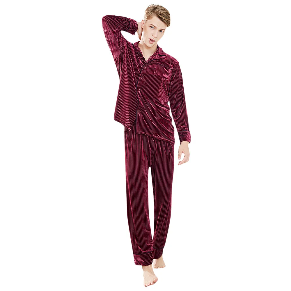 Мужская зимняя хлопковая полиэстерная Пижама, Современная Пижама для сна, мягкая Пижама, ночная рубашка, пижамы для отдыха, Мужская пижама J25 - Цвет: Фиолетовый
