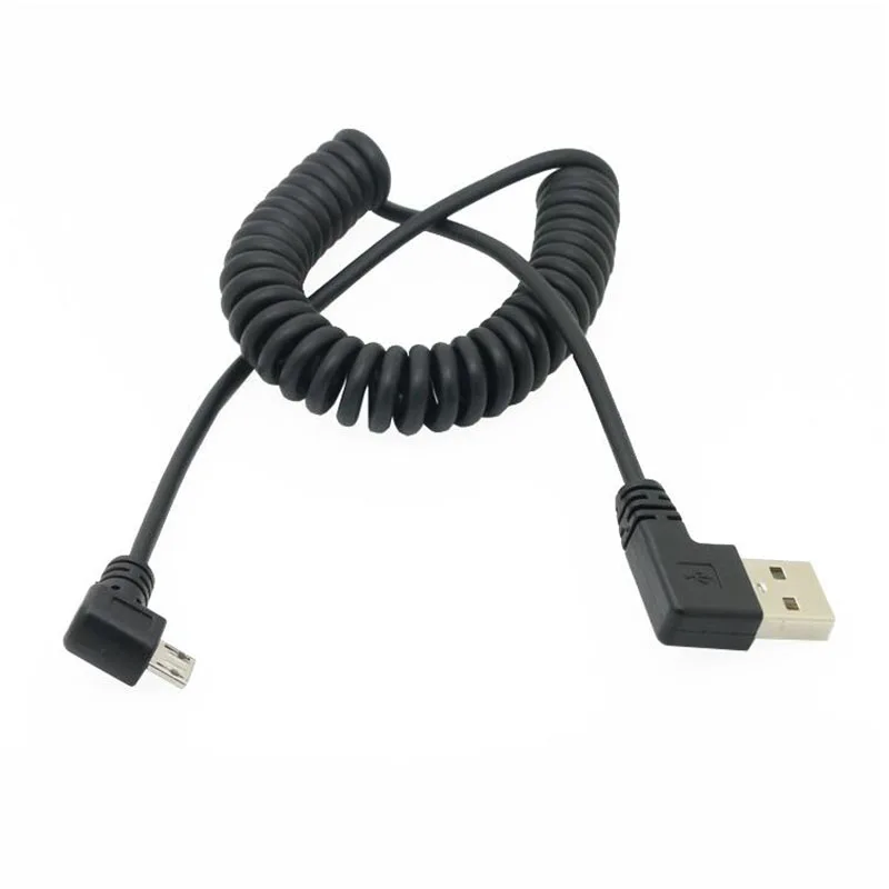 Премиум USB Micro 5 Pin Левый угловой штекер к 2 0 A левый спиральный Coile кабель для