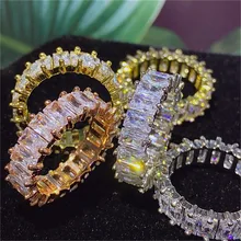 Ekopdee Luxury Band Zircon Rings For Women Eternity Promise CZ Crystal Finger Ring Engagement Wedding Jewelry Hot Sale Love Gift