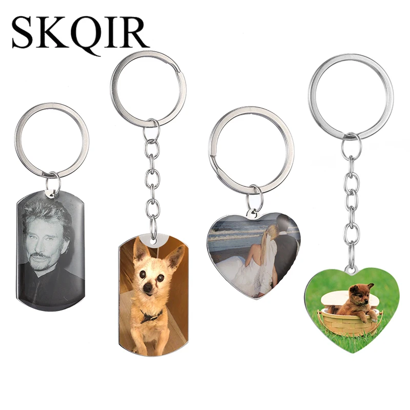 

Personalized Photo Key Chain Engraved Blank Text Keyring Custom Family Dog Pet Tag Picture Letter Keychain for Women Bijoux Gift