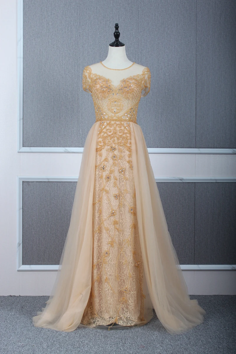 YY165 Churlya Wurfel red prom dress beaded tassel o-neck short sleeve A-line evening gala dresses elegant vestidos de gala