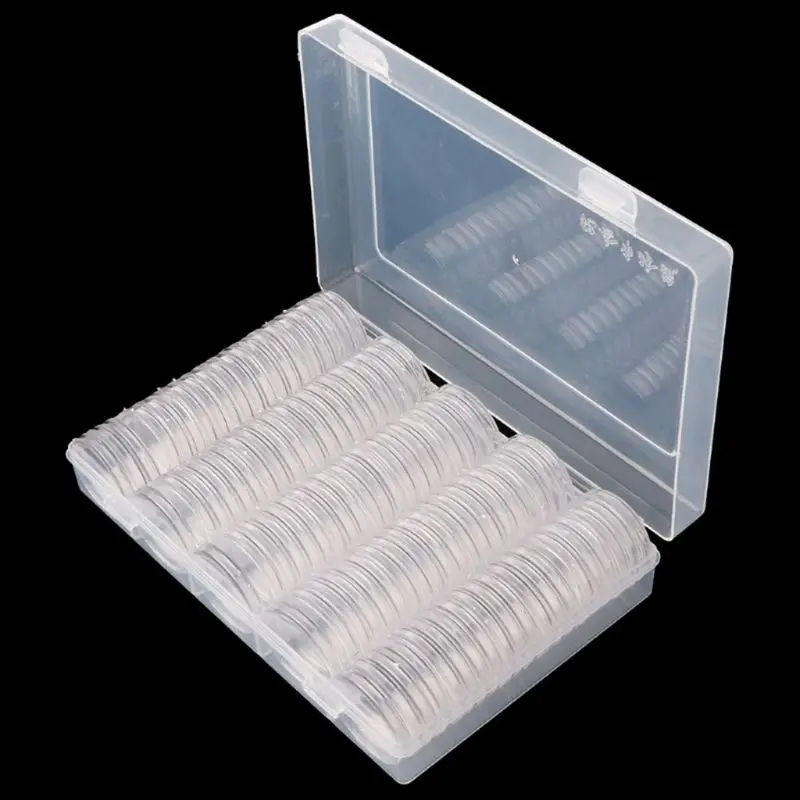 Прямоугольная прозрачная пластиковая коробка для хранения, чехол для коллекции, защита для 100 шт, 27 мм/30 мм, держатель для капсулы для монет или 5 шт, 27 мм, трубка для монет