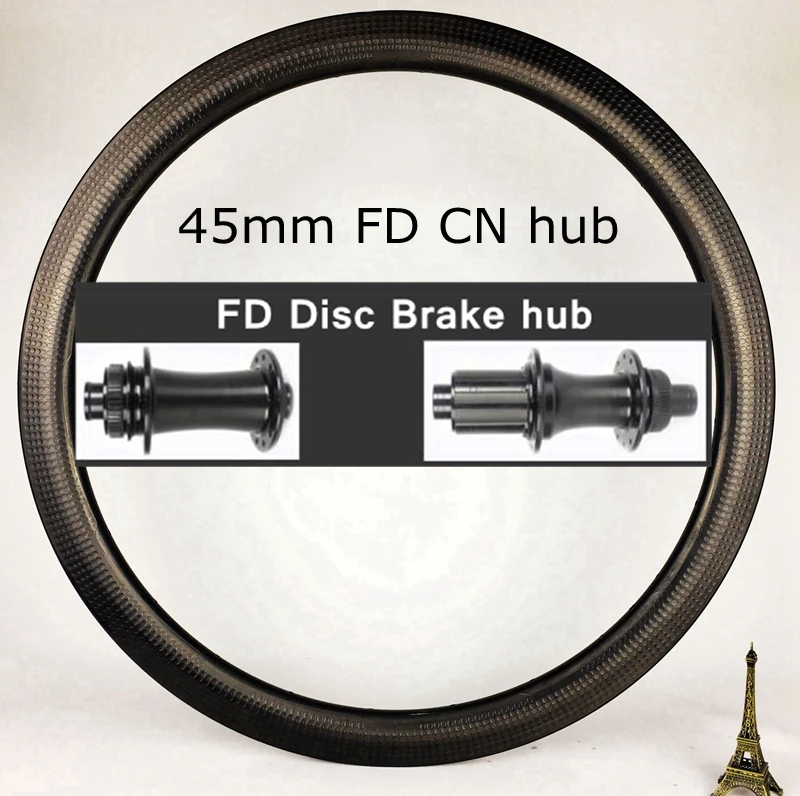 45mm FD Disc hub 700C 58/45 мм бескамерная дорожная велосипедная Дисковая тормозная карбоновая колёса dimple disk Cyclecross carbon wheelset D350 t240 ступицы - Цвет: 45mm FD Disc hub