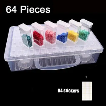 

64 Girds 5D DIY Diamond Painting Accessories Beads Container Rhinestones Storage Box Diamond Embroidery Tools Case Organizer