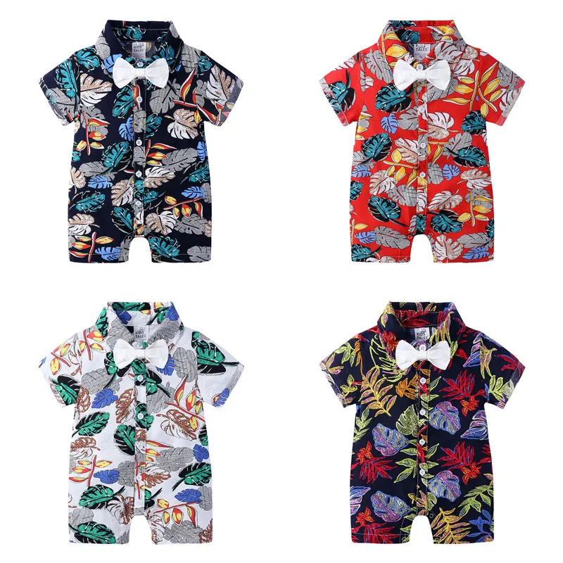 

Floral Print Baby Romper Cotton Short Sleeve Baby Girl Clothes V-neck Bow Toddler Girl Romper Fashion Newborn Clothing