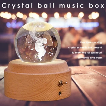 

Carved Music Box Crystal Ball Excellent Craftsmanship Well Enduring Rotate Light Wedding Valentine Gifts Desktop Decor