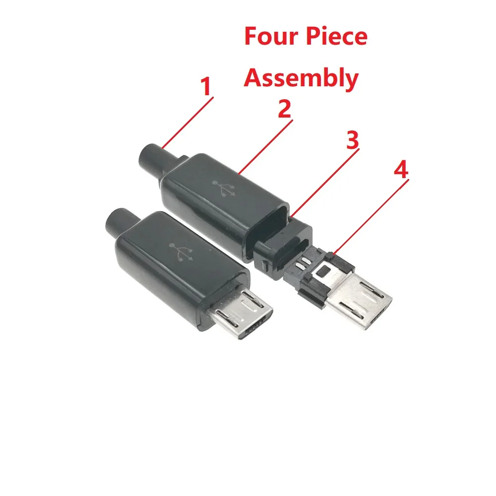 10 шт. DIY Micro USB Тип B папа 5 контактов четыре в сборе разъем штепсельная вилка|plug