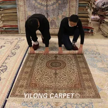 YILONG 4'x6' Традиционный персидский ковер медальон антикварная вещь Шелковый турецкий ковер(YHW239A4x6