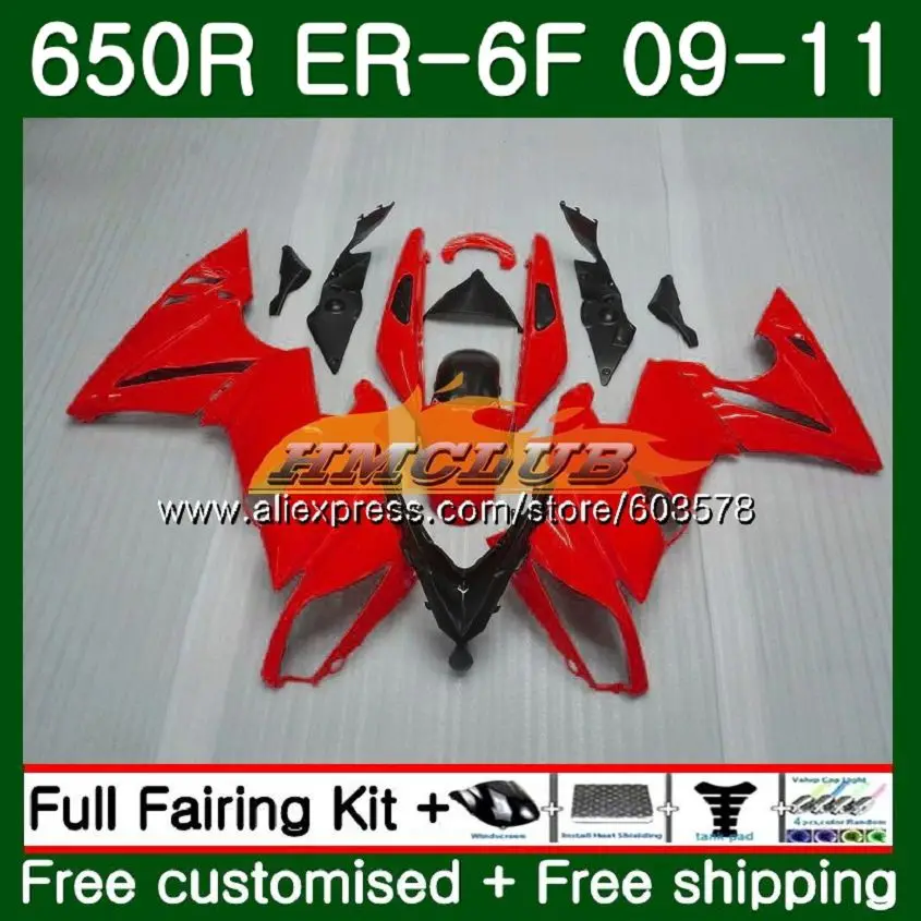 Корпус для KAWASAKI 650R ER 6 F ER6F 09 10 11 108CL. 0 650 R ER6 F 09-11 ER 6F 650-R ER-6F 2009 2010 2011 обтекатель комплект фабрики "красный - Цвет: No. 1
