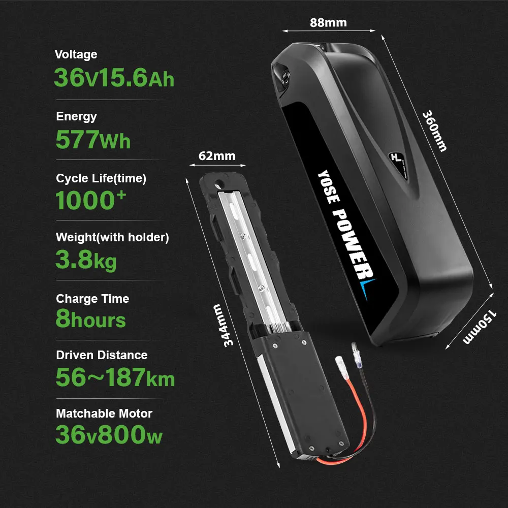 Batterie E-Bike HANIWINNER 48V 15.6Ah Li-ion - Tube Vertical - NEUF