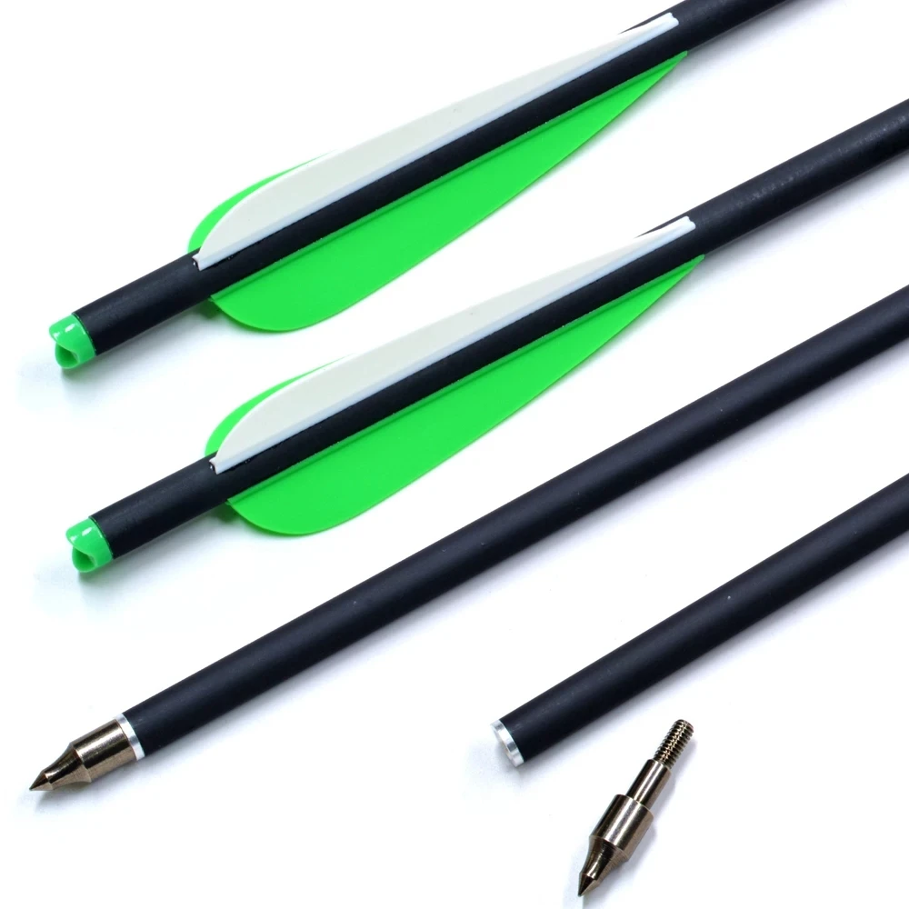 

6/12/24Pcs Crossbow Bolt Arrows 17/20/22 Inches Mix Carbon Crossbow Arrow OD 8.8mm With Green Feather Archery Hunting Shooting