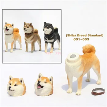 

Simulation animal Dog Cute Puppy Statue Change head Shiba Inu Creative Home Decor Resin Action Figure Collectible Model Toy