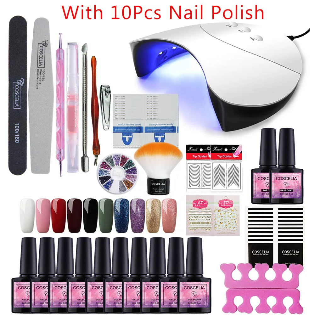 10pcs polish kit Маникюрный набор с ультрафиолетом светодиодный USB лампа Сушилка Удлинитель Набор для маникюра инструменты для маникюра наборы для маникюра ногтей Гель-лак для ногтей - Цвет: 10pcs polish kit