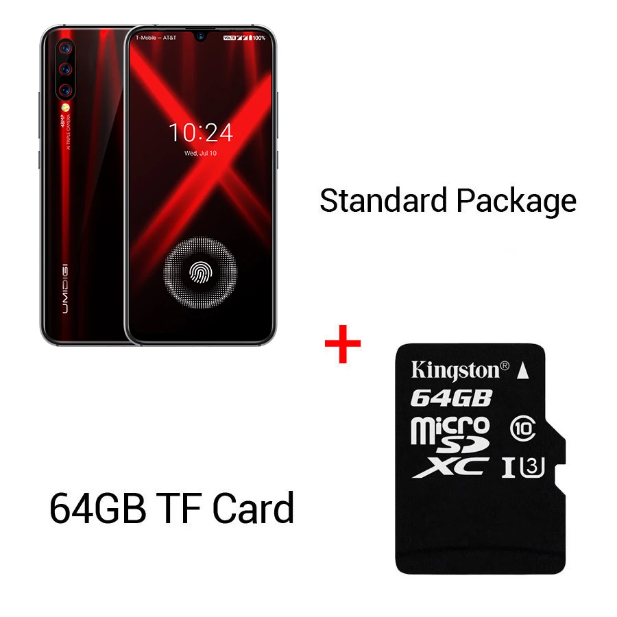 Black N 64GB Card UMIDIGI X экран отпечатков пальцев 6,35 AMOLED дисплей глобальная версия 48MP Тройная задняя камера 128 ГБ 4 ГБ Helio P60 4150 мАч мобильный телефон - Цвет: Black N 64GB Card