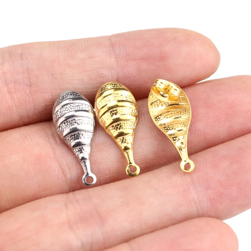 

10pcs Stainless Steel Hypoallergenic Lute Stud Post Earring with Loop Real Gold Plated Lute Ear Studs 21x9mm Jewelry Findings