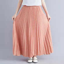 Осенние розовые юбки женские повседневные плиссированные женские юбки длинные шифоновые faldas femme уличная высокая талия юбки-пачки белые
