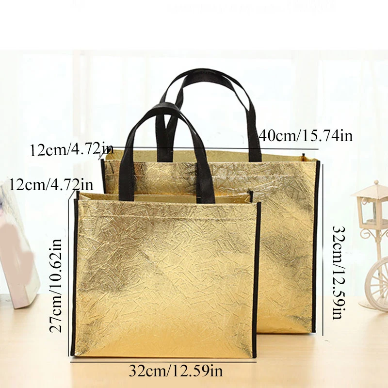 Foldable Laser Shopping Bag Reusable Eco-friendly Tote Waterproof Fabric Non-woven Bag Large Capacity Travel Storage Bag 2