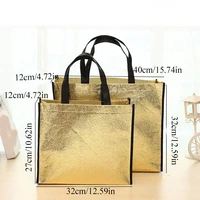 Foldable Laser Shopping Bag Reusable Eco-friendly Tote Waterproof Fabric Non-woven Bag Large Capacity Travel Storage Bag 2