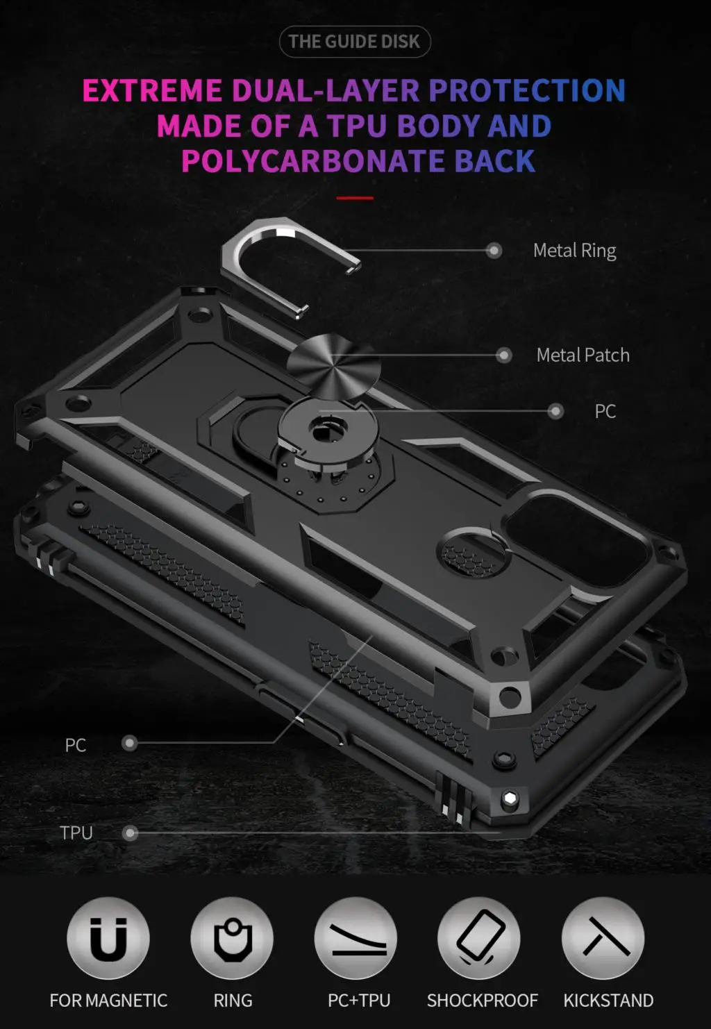 waterproof case for phone Luxury Armor Case For OPPO A32 A53 A53S 2020 Magnetic Silicone Phone Case OPPO A15 A15S A35 Car Ring Holder wallet cases