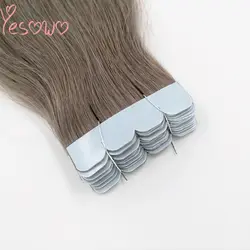 Yesowo пучок натуральных волос на продажу 8 #2,5 г/шт. коричневые шелковистые прямые сложенные пополам волосы настоящие человеческие волосы