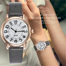 Женские повседневные кварцевые часы с кожаным ремешком, аналоговые наручные часы, модные часы-браслет, наручные часы WD