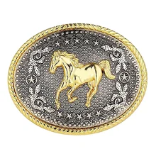 Rodeo Oval Bunga Hewan Kuda Balap Ikat Pinggang Pria Koboi Barat Gesper(China)
