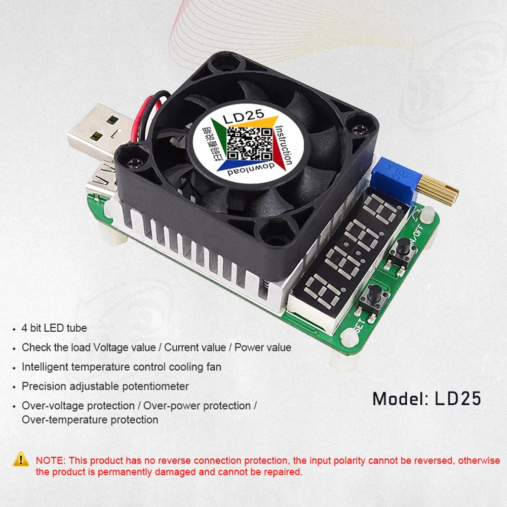 LD25 LD35 USB интерфейс ранг электронный нагрузочный резистор разрядка Емкость батареи тестовый метр с вентилятором регулируемый ток