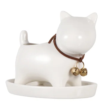 

Dog Succulent Planter With Tray Saucer Fun Animals Ceramic Plant Pot Flower Vase