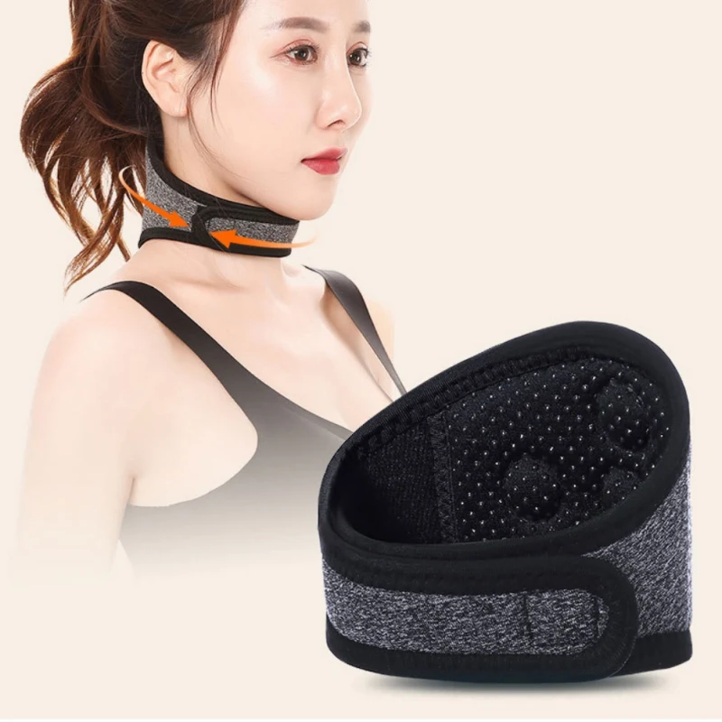 Tourmaline Neoprene Neck Support Orthotic Magnetic Therapy Wrap Protect Tourmaline Tape Heat Pads For Neck Pain Back
