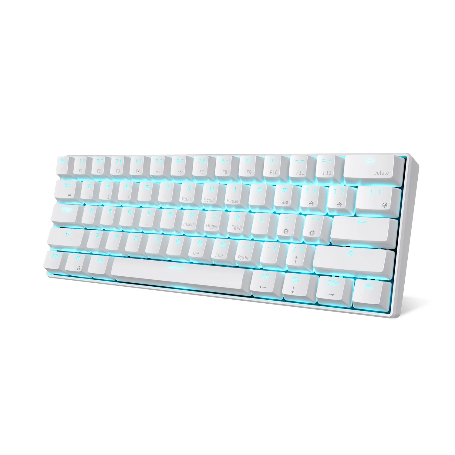 Белый RK ROYAL KLUDGE RK61 Беспроводная Механическая игровая клавиатура 61 Ключ мультиустройство синий переключатель светодиодный аккумулятор с подсветкой - Цвет: Белый