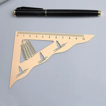 

Metal Triangle Ruler Retro Rulers Bookmark Scale Stationery Student Office Business Fine Gift Drawing Accurate Measurement Tool