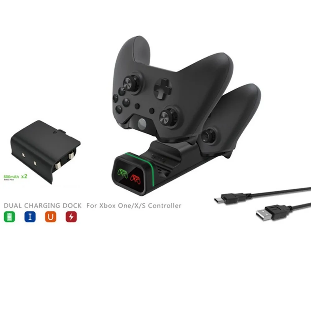 Двойной док-станция для зарядки контроллера для Xbox One/One S/One X базовая станция для зарядки дисплей с 2 батареями 800mAh