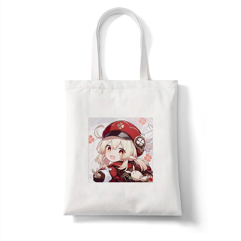 Canvas Bag Shopper Bag Genshin Game Kawaii Anime Shopping Bags Handbags Shoulder Bag Casual Handbag Women High Capacity Eco Bag