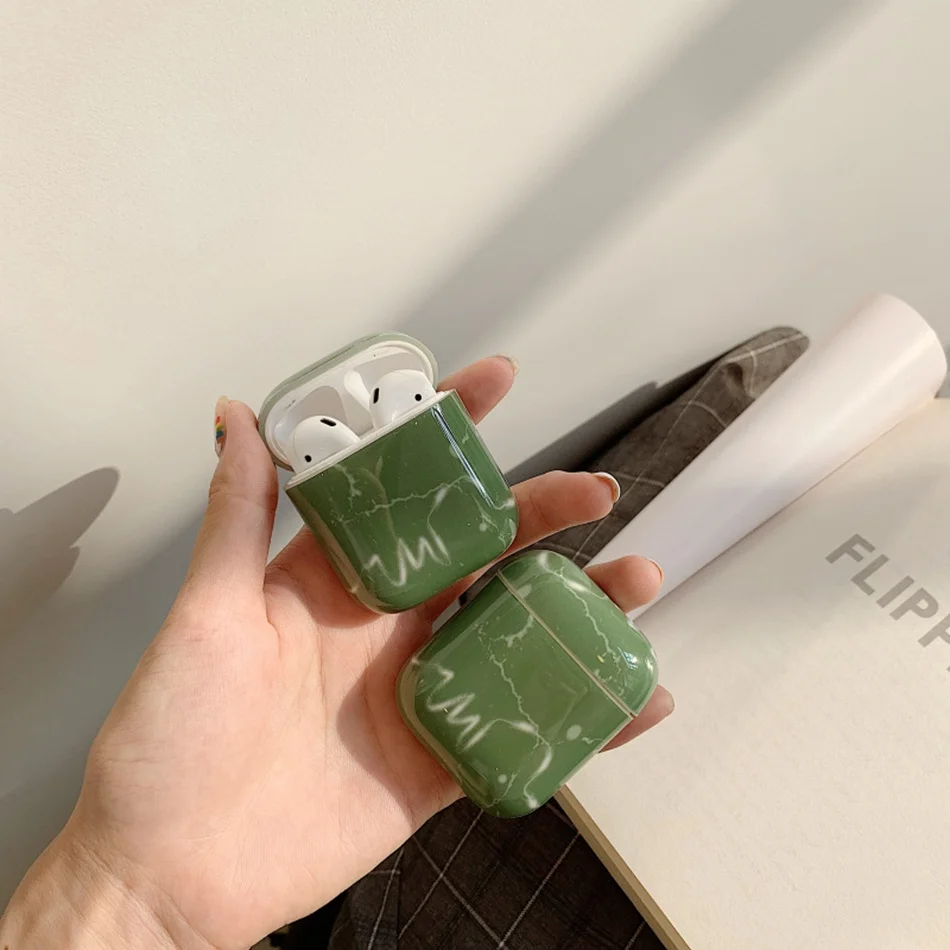 Чехол для наушников для Airpods 2 Чехол, роскошный мраморный чехол для наушников с авокадо для Apple Air Pods, защитный чехол для наушников, аксессуары