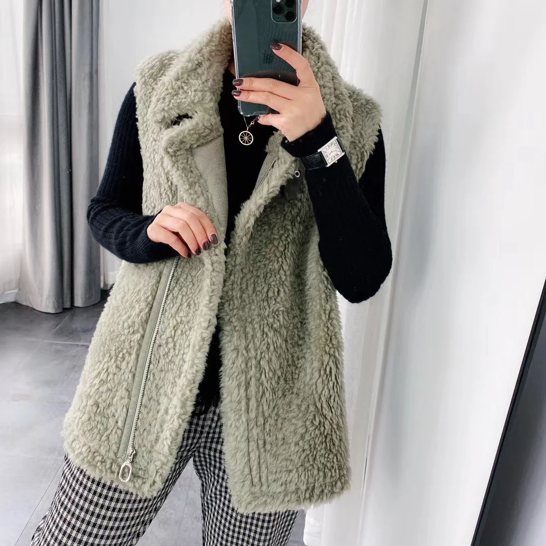 vest women outwear plus size new fashion motocycle sheep fur vest korean women vest