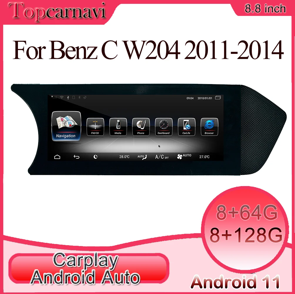 Android 11 Car Smart System Car Screen Car Video Players W204 Carplay