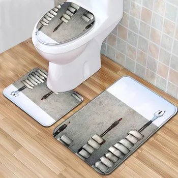 

3pcs / set Philosophy Floor Mat bBathroom Carpet 3-piece Non-slip Absorbent Toilet Rug Toilet Mats Set Doormat