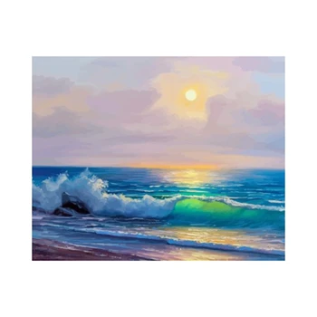 

Painting By Numbers Seascape Drawing By Numbers Diy Frameless Home Decor Digital Painting on Canvas