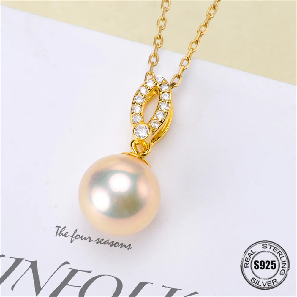 

New Arrival Silver Gold Color Pendant Mounts DIY oysters Pearl S925 Sterling Silver Pendant Findings Settings Jewelry Beads