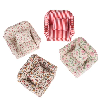 

1:12 Dollhouse Miniature Mini Flower Sofa Model With Pillow Furniture Toy Accessories
