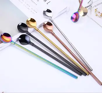 

Stainless Steel Spoon With Long Handle Ice Spoon Coffee Spoon Tea Home Kitchen Tableware Spoons Size 25 CM