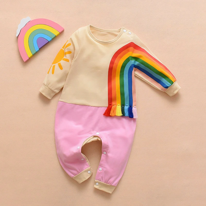 

chifuna New Fall Rainbow Tassel Babygirls Clothes Baby Costume Boy Winter Clothes Newborn Boy New Born Baby Clothes Autumn